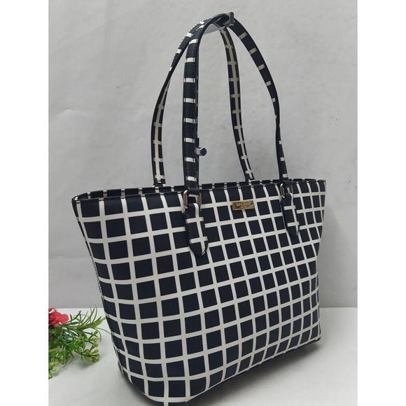 Kate Spade Dally Laurel Way Black White Double Handle Zipper Tote Bag - Picture 3 of 16